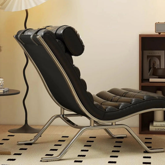 Vegan Leather Lounge Chair & Ottoman Set