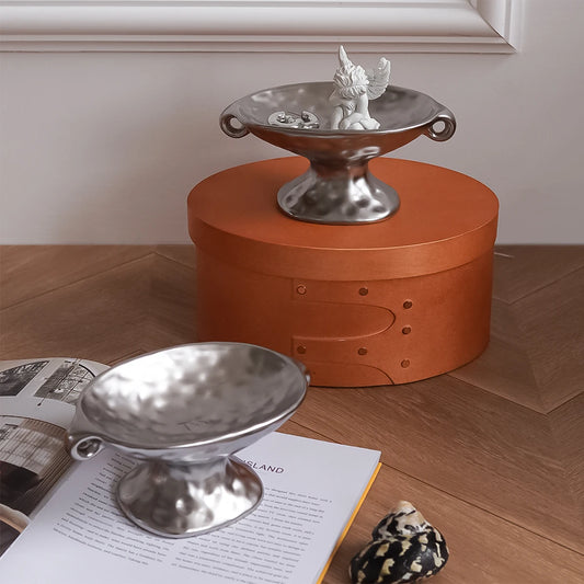 Hammered Effect Ceramic Soap Dish & Trinket Tray
