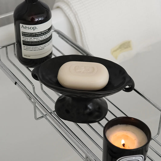 Hammered Effect Ceramic Soap Dish & Trinket Tray