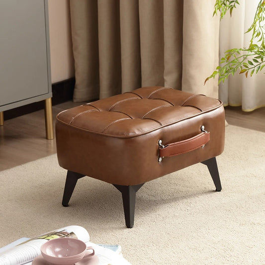 Plush short stool with grab handle