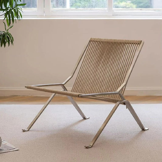 Woven Rope & Polished Steel Lounge Chair