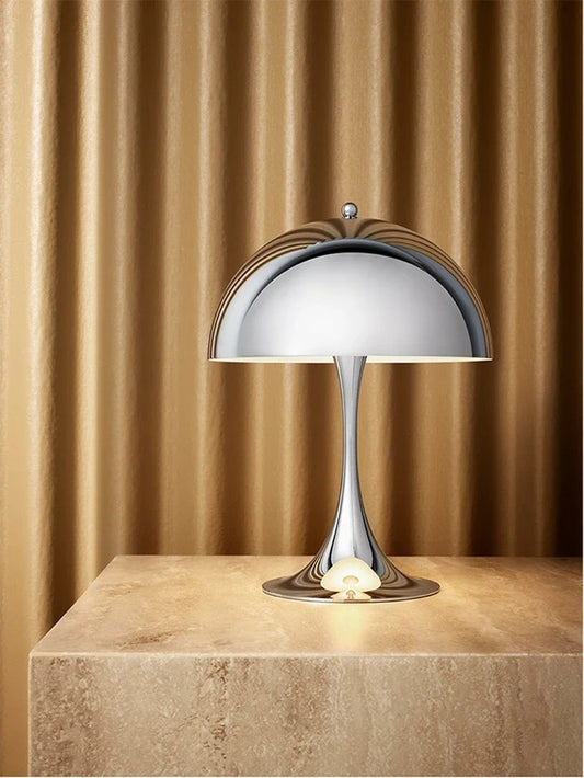 Chrome mushroom table lamp