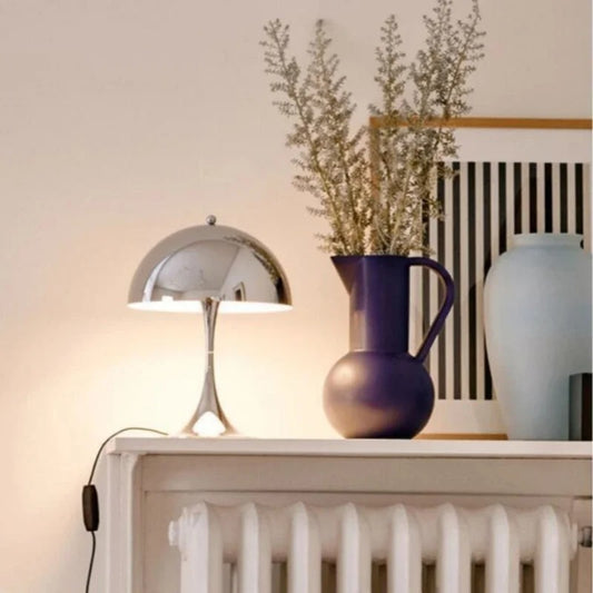 Chrome mushroom table lamp