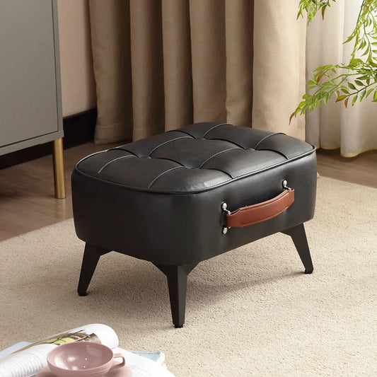 Plush short stool with grab handle