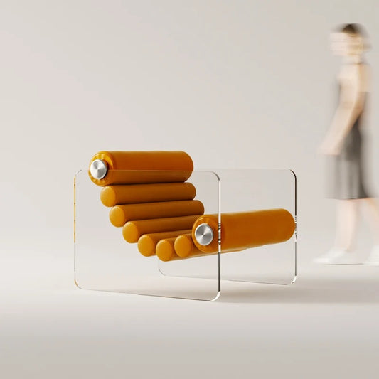 Statement Acrylic Edged Lounge Chair & Ottoman